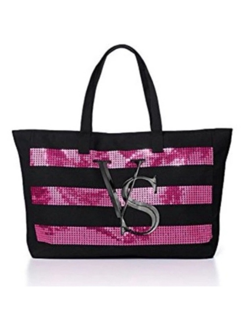 Victoria's Secret vs pink black sequin tote bag